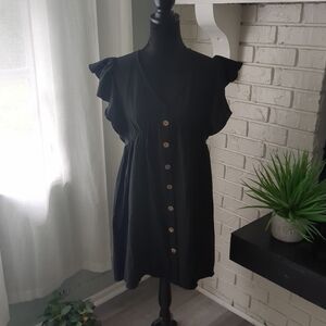 **3/$10** SHEIN Black Buttoned Sleeveless Mini Sundress